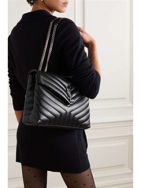 grey ysl loulou|SAINT LAURENT Loulou medium quilted leather .